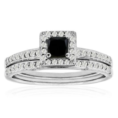 1/2ct Black and White Diamond Bridal Set
