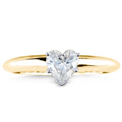1/2 Carat Heart Shape Diamond Solitaire Ring In 14K Yellow Gold