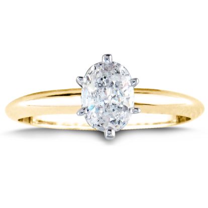 3/4 Carat Oval Shape Diamond Solitaire Ring In 14K Yellow Gold
