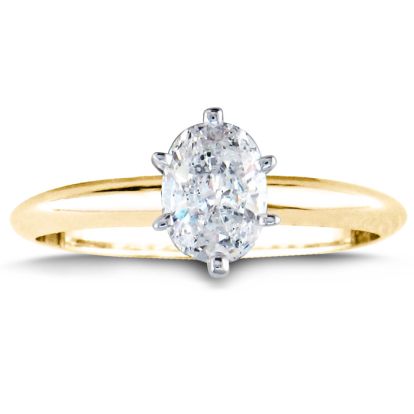 3/4 Carat Oval Shape Diamond Solitaire Ring In 14K Yellow Gold