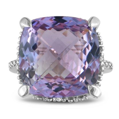 11ct Amethyst and Diamond Ring, Sterling Silver Size 4, 4.5 Only