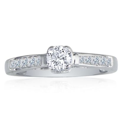 Engagement Rings: Elegant 1ct Round Cut Diamond Engagement Ring in 14k White Gold