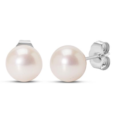 Pearl Stud Earrings With 7mm Cultured Pearls In 14 Karat White Gold