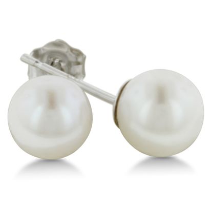 Pearl Stud Earrings With 6mm Cultured Pearls In 14 Karat White Gold