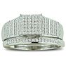 1/3ct Big Looking Princess Shaped Center Engagement Ring Diamond Bridal Set in Sterling Silver Image-1