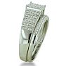 1/3ct Big Looking Princess Shaped Center Engagement Ring Diamond Bridal Set in Sterling Silver Image-3
