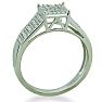 1/3ct Big Looking Princess Shaped Center Engagement Ring Diamond Bridal Set in Sterling Silver Image-4