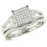 1/3 Carat Total Diamond Weight Micropave Set Bridal Set In Solid Sterling Silver.  Very Pretty
 Image-2