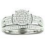 1/3ct Big Looking Round Center Diamond Engagement Ring Bridal Set Image-1