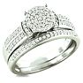 1/3ct Big Looking Round Center Diamond Engagement Ring Bridal Set Image-2