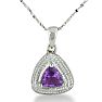 3/4ct Trillion Purple Amethyst And Diamond Pendant On 18 Inch Sterling Silver Necklace Image-1