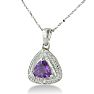 3/4ct Trillion Purple Amethyst And Diamond Pendant On 18 Inch Sterling Silver Necklace Image-2