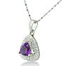 3/4ct Trillion Purple Amethyst And Diamond Pendant On 18 Inch Sterling Silver Necklace Image-3