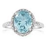 3 1/2ct Blue Topaz And Diamond Ring In Sterling Silver, Ring Sizes Available 5-8 Image-1