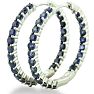 2.5ct Sapphire Inside-Out Hoop Earrings, Sterling Silver, 1 Inch Image-3