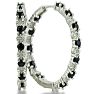 1.5ct Sapphire And Diamond Inside-Out Hoop Earrings, Sterling Silver, 1 Inch Image-1