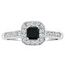 Hansa 1 Carat Princess Black Diamond Engagement Ring in 14k White Gold Image-1