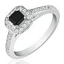 Hansa 1 Carat Princess Black Diamond Engagement Ring in 14k White Gold Image-2