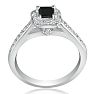 Hansa 1 Carat Princess Black Diamond Engagement Ring in 14k White Gold Image-3