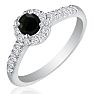 2 1/4 Carat Black Round Diamond Halo Engagement Ring in 14k White Gold
 Image-2
