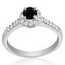 2 1/4 Carat Black Round Diamond Halo Engagement Ring in 14k White Gold
 Image-3