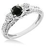 Hansa 1 Carat Black Diamond Engagement Ring in 14k White Gold Image-2