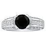 Hansa 1 3/4ct Black Diamond Round Engagement Ring in 18k White Gold, H-I, I2-I3 , Available Ring Sizes 4-9.5 Image-1