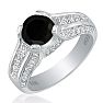 Hansa 1 3/4ct Black Diamond Round Engagement Ring in 18k White Gold, H-I, I2-I3 , Available Ring Sizes 4-9.5 Image-2