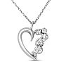 Floral Diamond Double Swirl Pendant in Sterling Silver Image-1