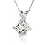 3/4ct 14k White Gold Princess Diamond Pendant Image-2