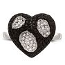 Black And White Diamond Heart Cocktail Ring Image-1