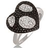 Black And White Diamond Heart Cocktail Ring Image-2