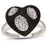 Black And White Diamond Heart Cocktail Ring Image-3