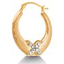 18 Karat Yellow Gold Overlay  Hoop Earrings with Swarovski Elements Crystal "X" Accent Image-2