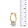 18 Karat Yellow Gold Overlay  Hoop Earrings with Dangling Swarovski Elements Crystal Heart Accent Image-4