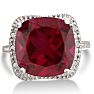 Trendy 7ct Marble Ruby and Diamond Cushion Cut Ring in Sterling Silver Image-1