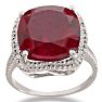 Trendy 7ct Marble Ruby and Diamond Cushion Cut Ring in Sterling Silver Image-2