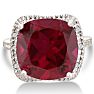 Trendy 7ct Marble Ruby and Diamond Cushion Cut Ring in Sterling Silver Image-3