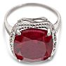Trendy 7ct Marble Ruby and Diamond Cushion Cut Ring in Sterling Silver Image-4