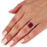 Trendy 7ct Marble Ruby and Diamond Cushion Cut Ring in Sterling Silver Image-6
