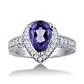 1 1/2ct Pear Shape Amethyst and Diamond Ring Crafted In Solid 14K White Gold Image-1