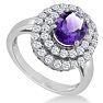 2 1/2ct Oval Amethyst and Diamond Ring in Solid 14K White Gold Image-2