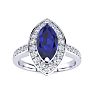 1 Carat Marquise Blue Sapphire and Diamond Ring In 14 Karat White Gold Image-1