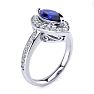 1 Carat Marquise Blue Sapphire and Diamond Ring In 14 Karat White Gold Image-2