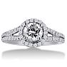 1 3/8ct Round Diamond Halo Engagement Ring Crafted In Solid 14K White Gold Image-1