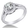 1 3/8ct Round Diamond Halo Engagement Ring Crafted In Solid 14K White Gold Image-2