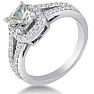 1ct Cushion Cut Diamond Halo Engagement Ring Crafted In Solid 14K White Gold Image-2