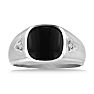 Cabochon Black Onyx and Diamond Men's Ring Crafted In Solid White Gold Image-1