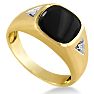 Cabochon Black Onyx and Diamond Men's Ring Crafted In Solid Yellow Gold Image-2