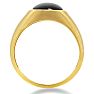 Cabochon Black Onyx and Diamond Men's Ring Crafted In Solid Yellow Gold Image-4
